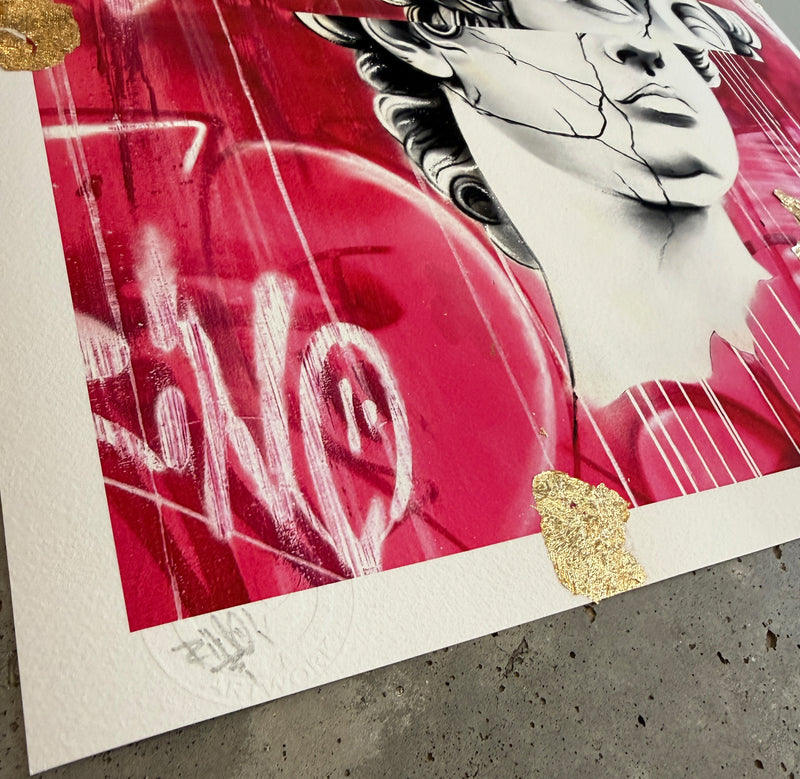 Handsignatur und Künstler-Prägung auf dem hochwertigen Hahnemühle William Turner Papier des Hera Kunstdrucks.