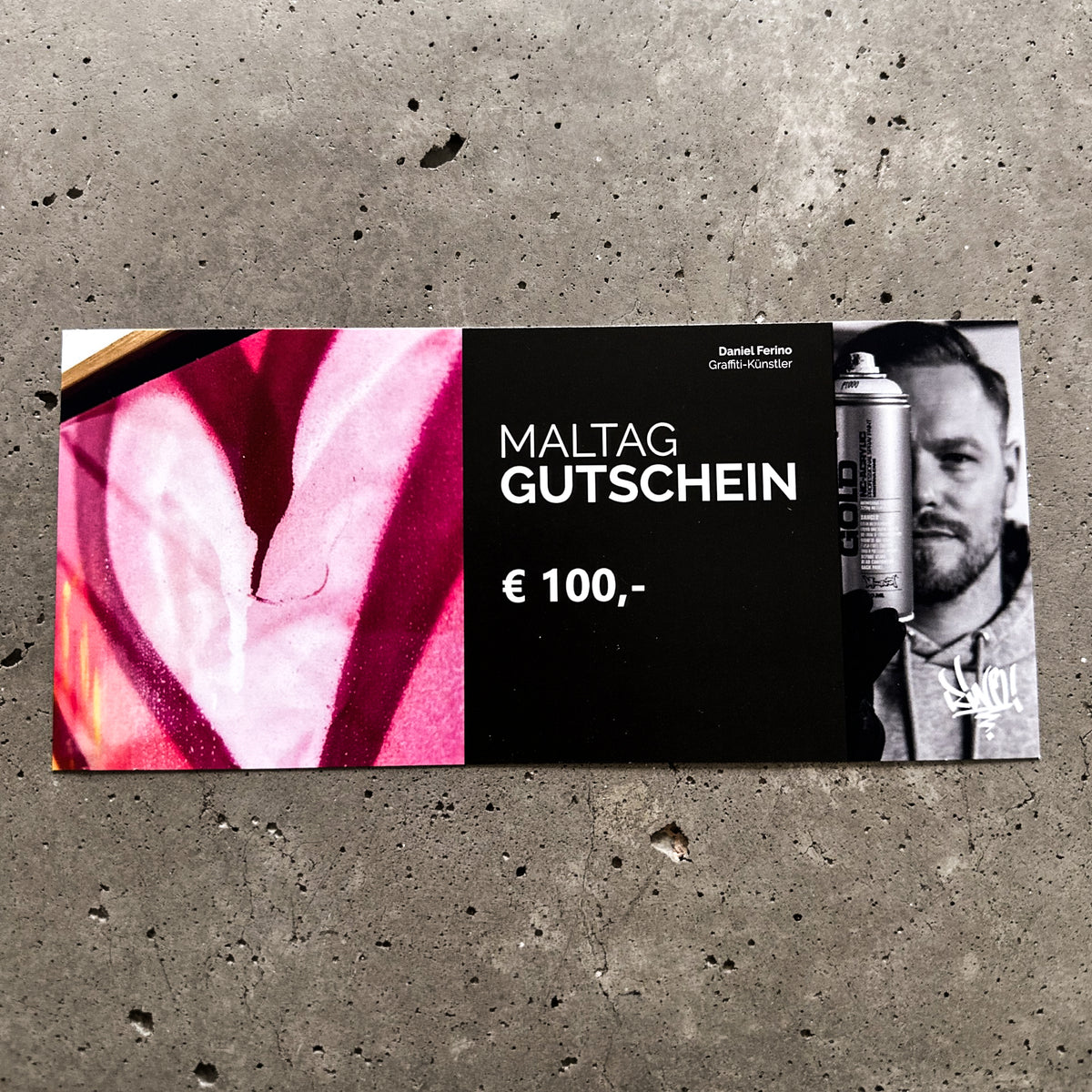 Hochwertige Geschenkgutschein-Karte im Wert von 100 Euro – Einlösbar im Online-Shop von Daniel Ferino.