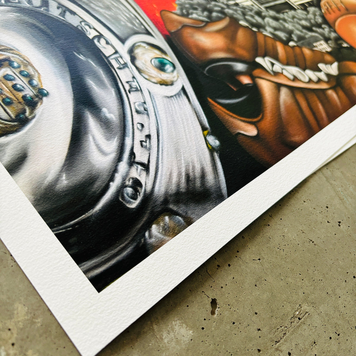 Detailansicht der hochwertigen Papierstruktur des Hahnemühle Fine Art Papiers für beste Farbwiedergabe und Langlebigkeit.